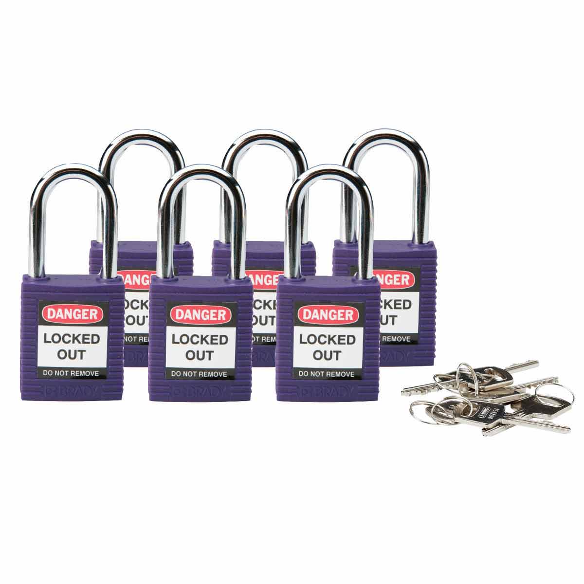 Nylon Shackle Safety Lockout Padlock Keyed Different,Standard 6-pin cylinder