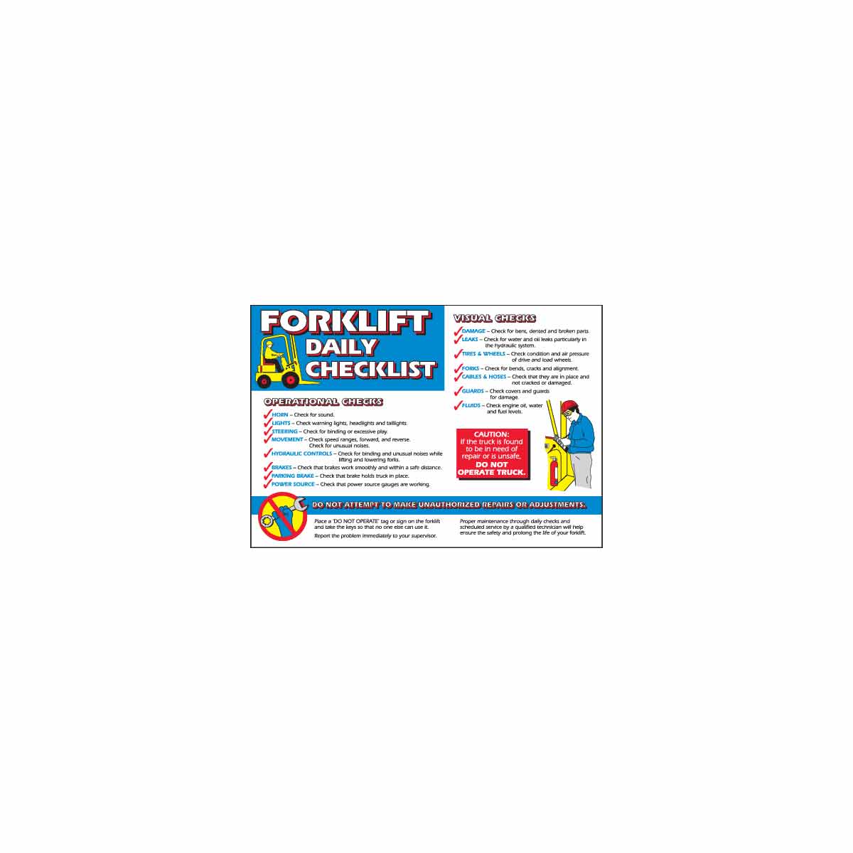 105633 WALLCHART-PLAS-29WX20-FORKLIFT CHECKLIST