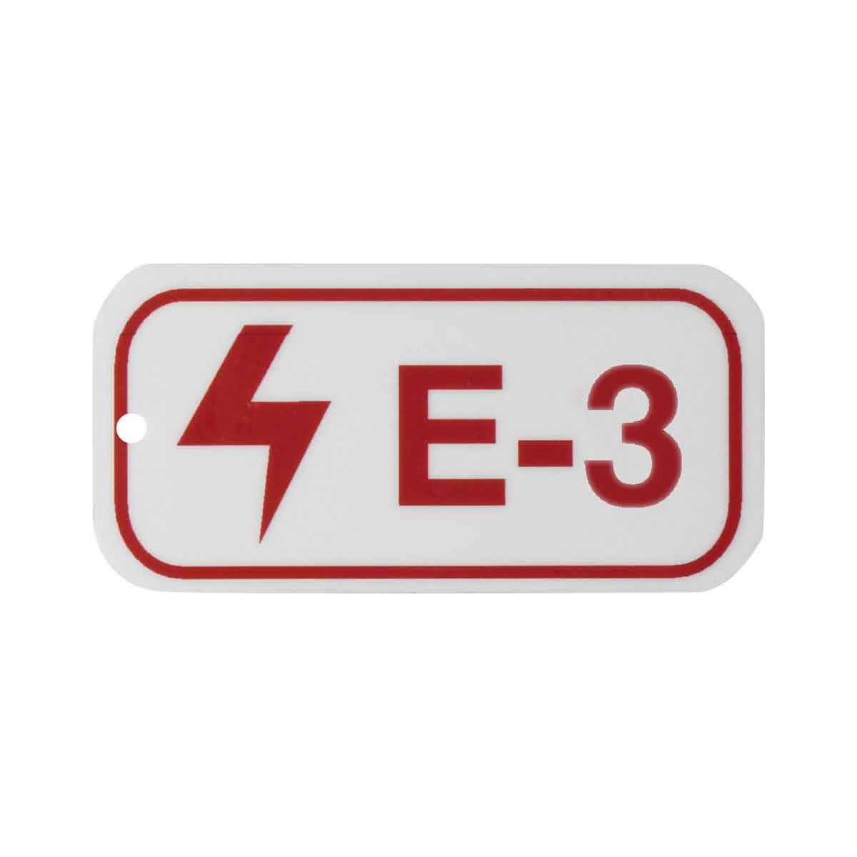 105681 1.5"X3"ENERGY TAGS RED/WHT,E-3,ADH,25/PK