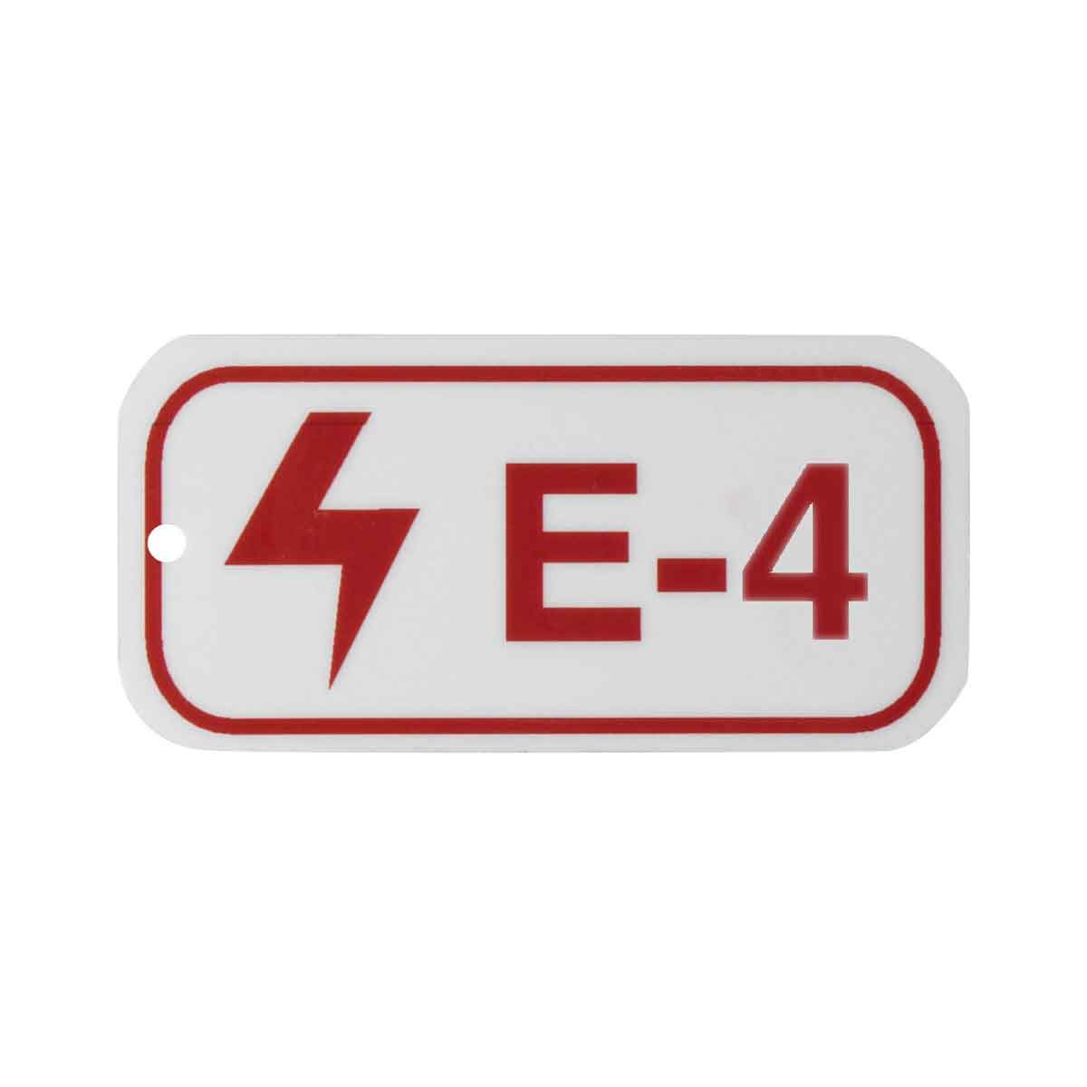 105682 1.5"X3"ENERGY TAGS RED/WHT,E-4,ADH,25/PK