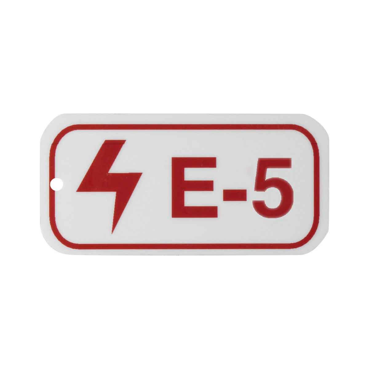 105643 1.5"X3"ENERGY TAGS RED/WHT,E-5,ADH, 5/PK