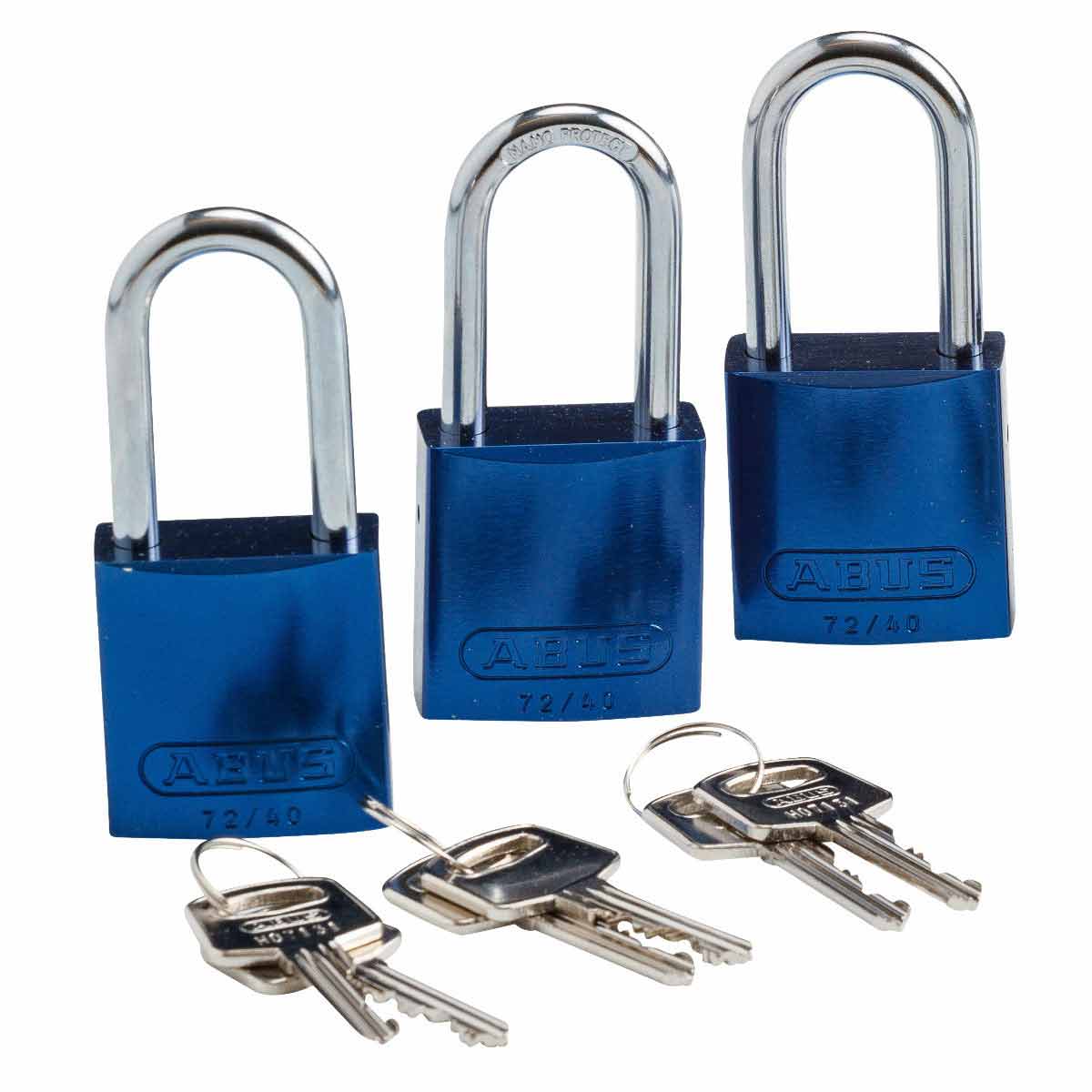 105903 Alum Padlock 1.5" Alum Shackle KA BU 3PK