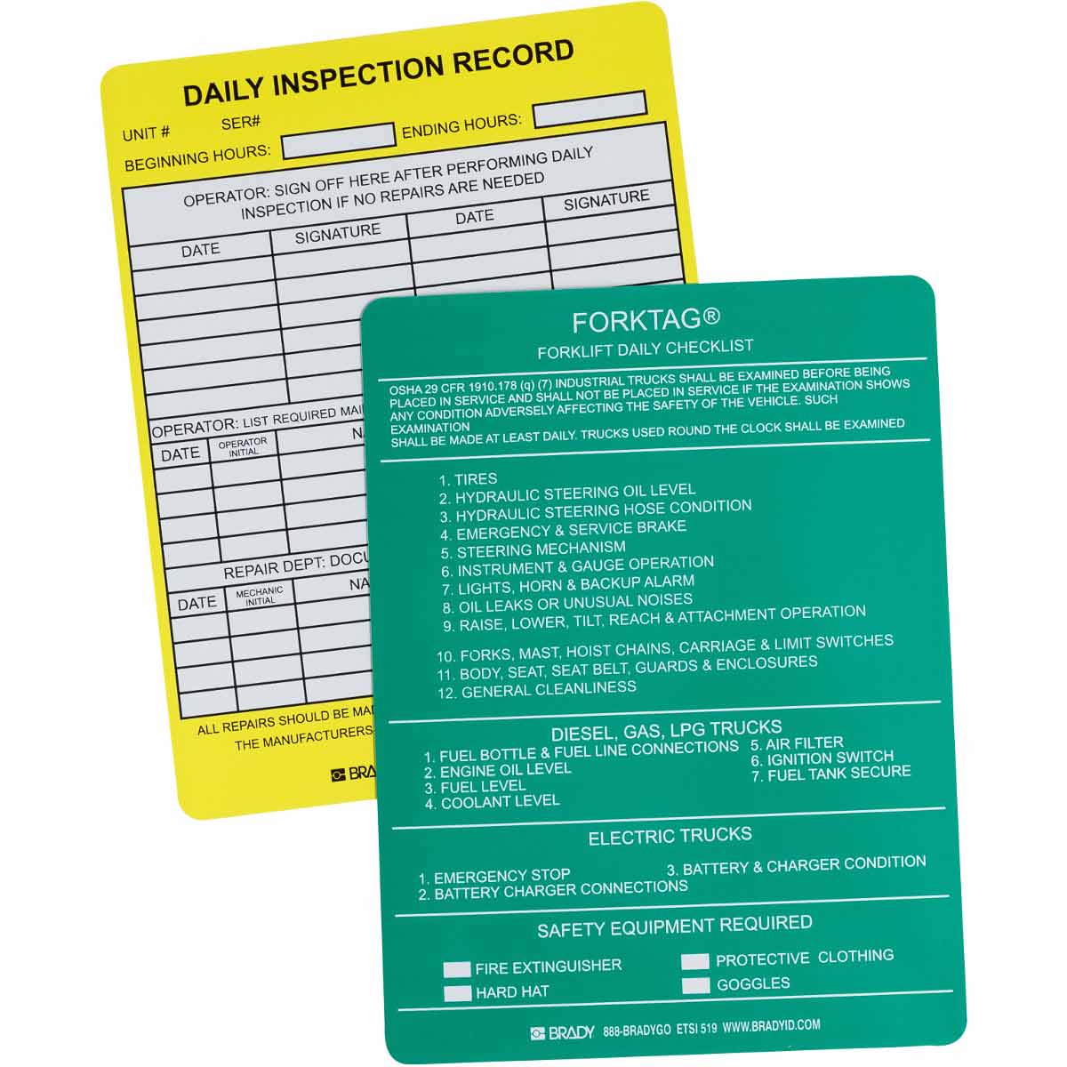 FLT-ETSI 519 FORKLIFT TAG INSERTS