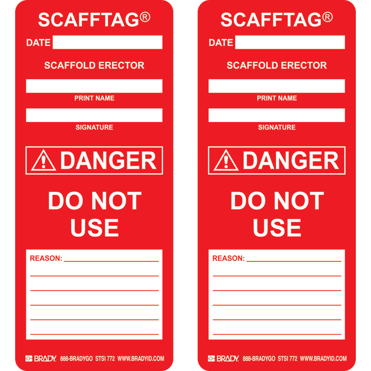 SCAF-STSI 772 SCAFFTAG INSERTS DANGER 100/PK