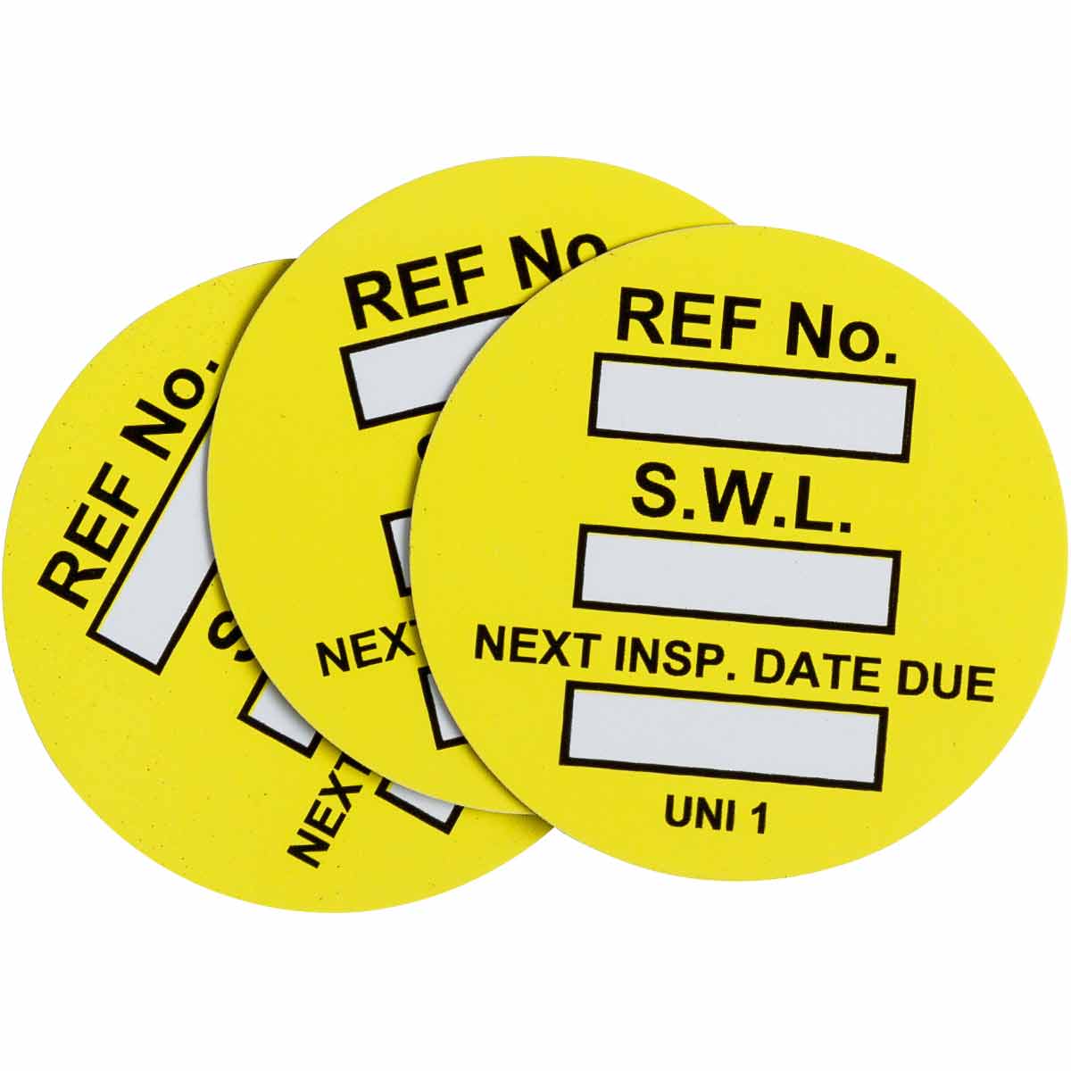 UNI-UNI YELLOW UNVRSAL TAG INSRT SAFE WRK LD 100/PK YLW
