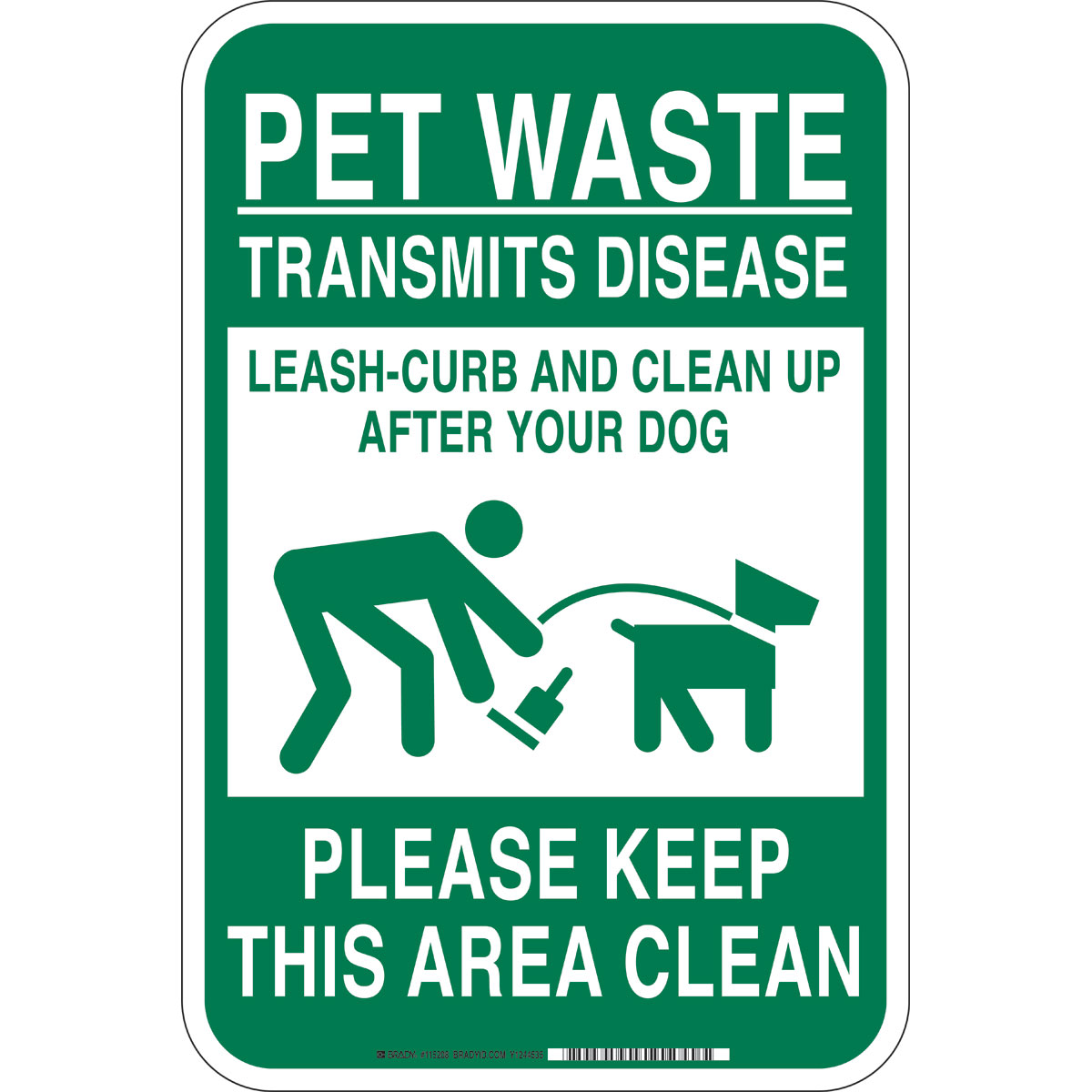 10 Width Brady 123562 Recycle and Environment Sign LegendDog Waste ...