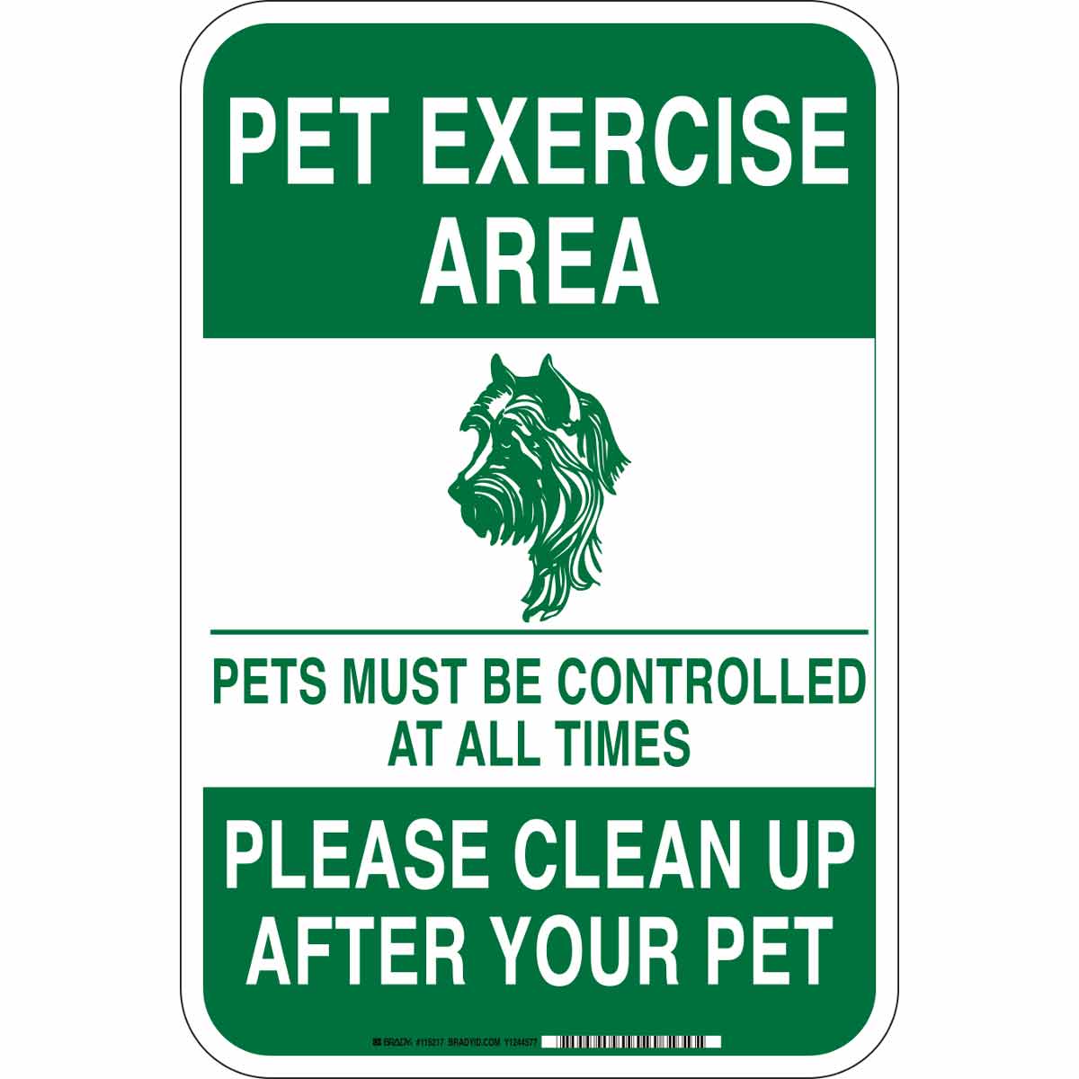 115217 B555 18X12 GRN/WHT PET EXERCISE AREA SGN
