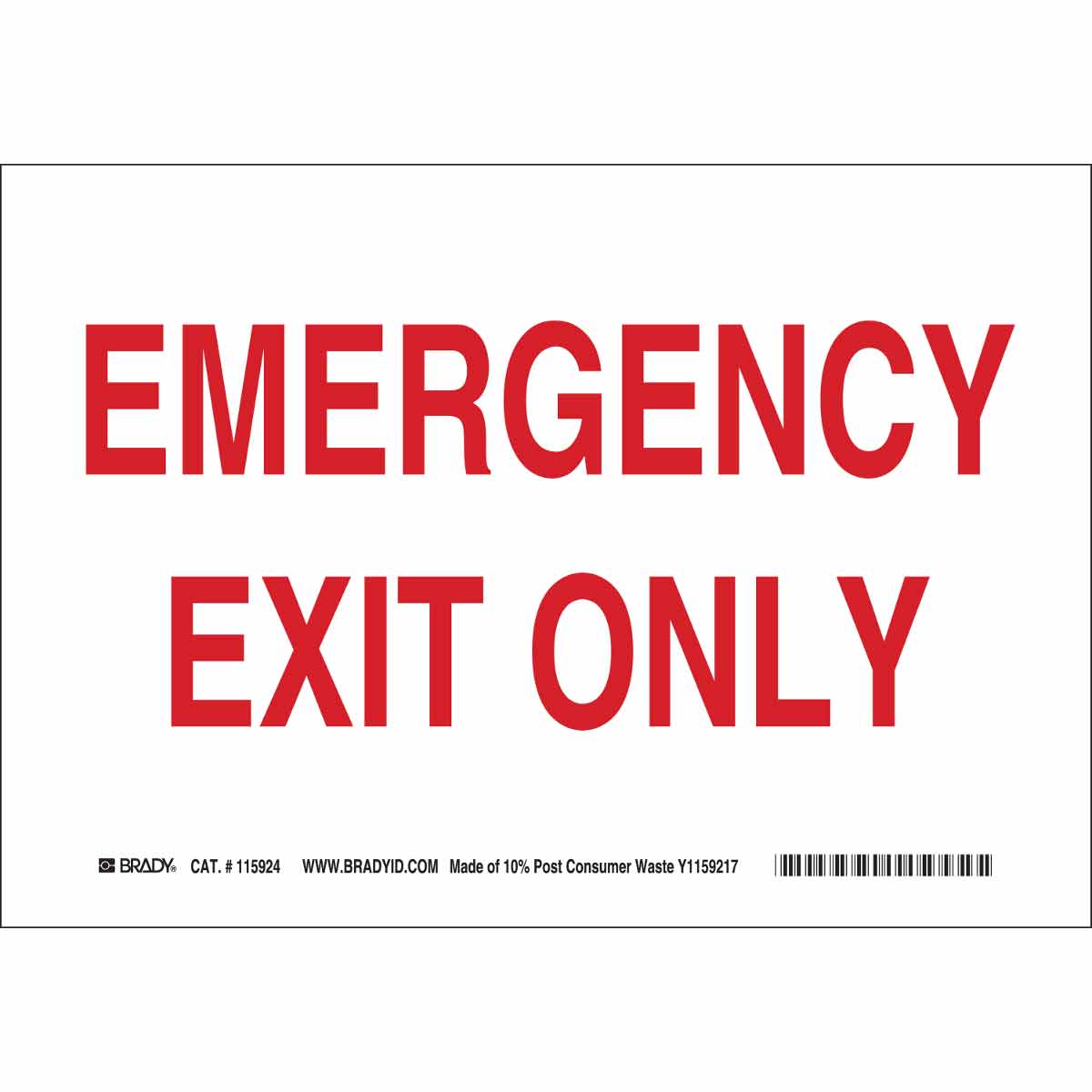 B558 10X14 RED/WHT SUSTAINABLE EXIT SIGN