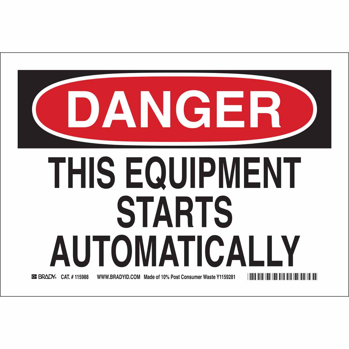 116152 B563,ECO, 7"H X 10"W, DANGER SIGN