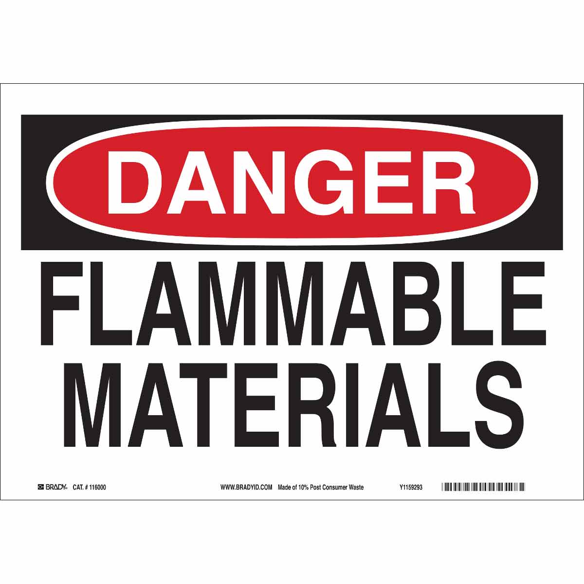 72246 B120,10X14,RED,BLK/WHT,FLAMMABLE MATERIA