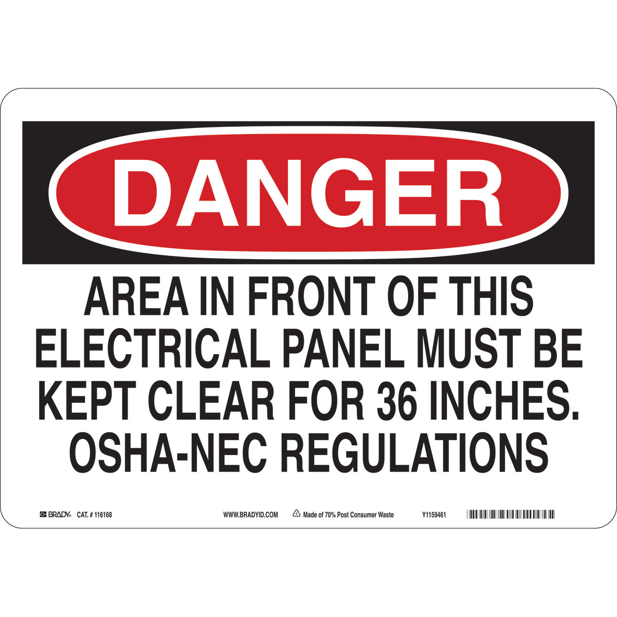 116168 B563,ECO, 10"H X 14"W, DANGER SIGN
