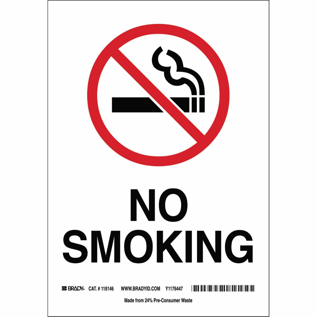 Brady Part: 118146, No Smoking Sign