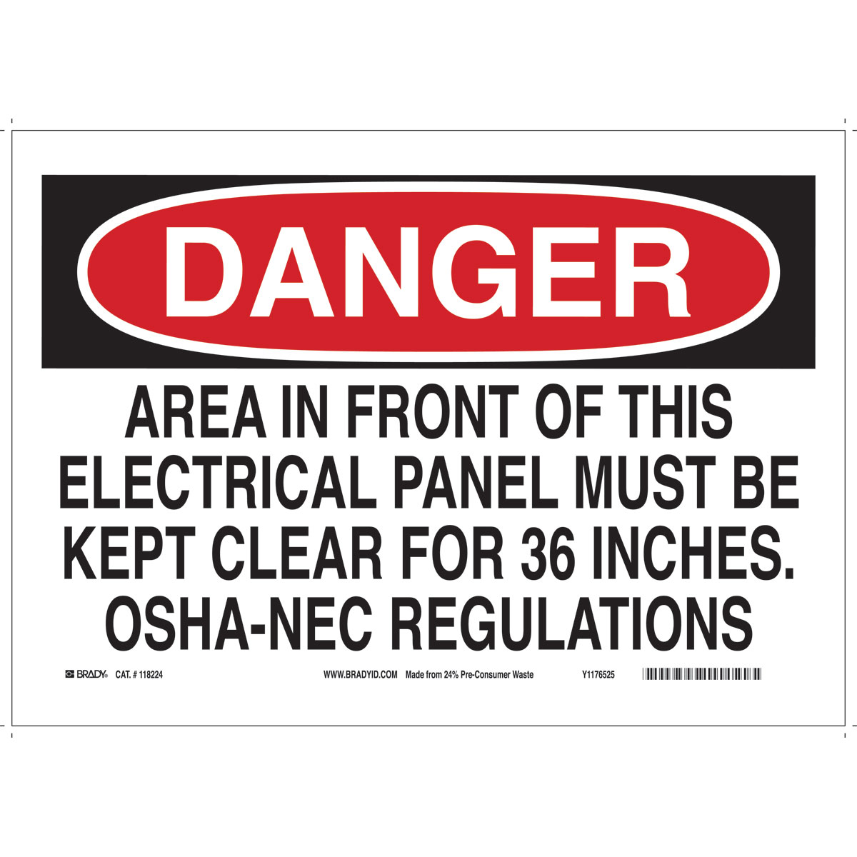 116169 B563,ECO, 7"H X 10"W, DANGER SIGN