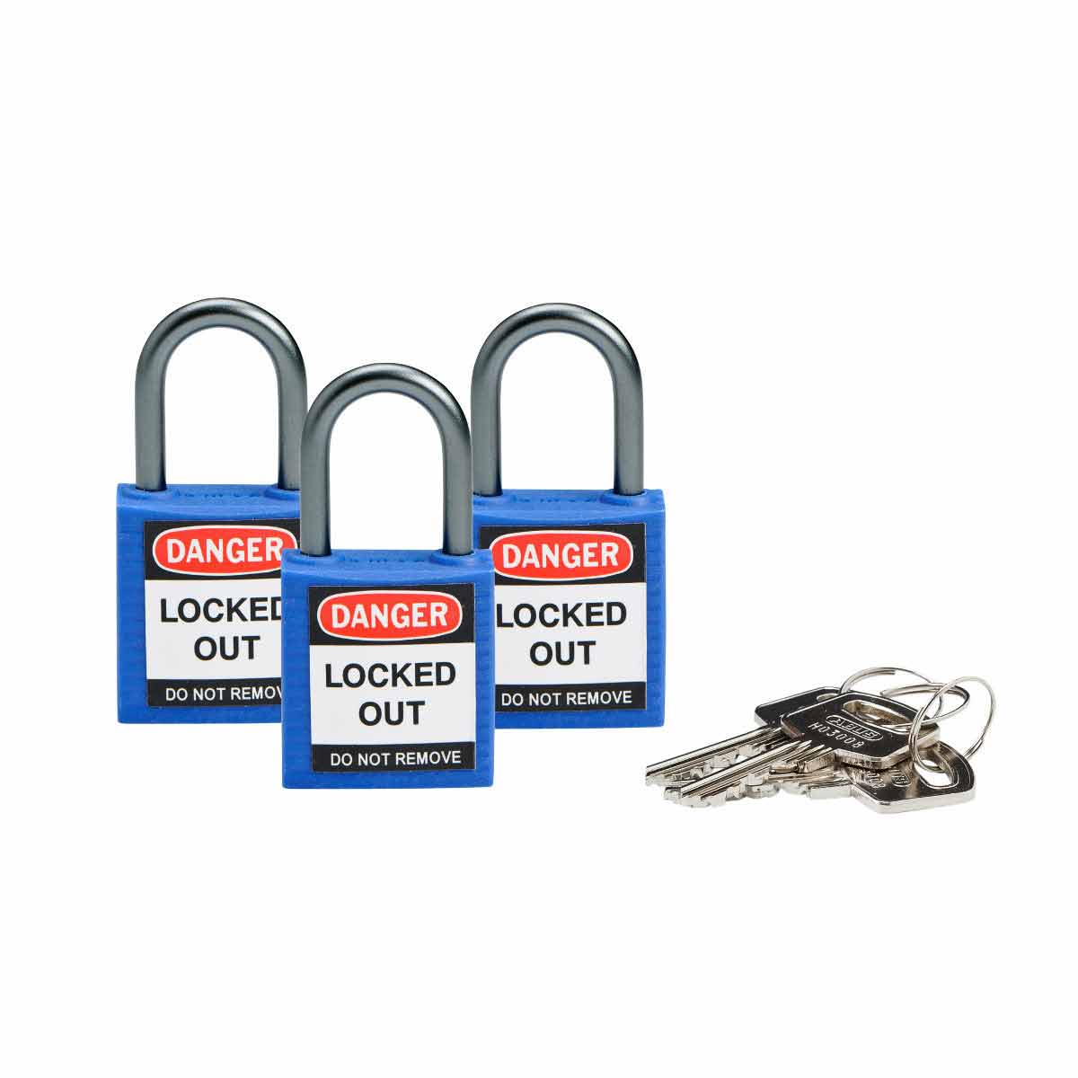 118959 Nylon Padlock 1" Alum Shackle KA BU 3PK