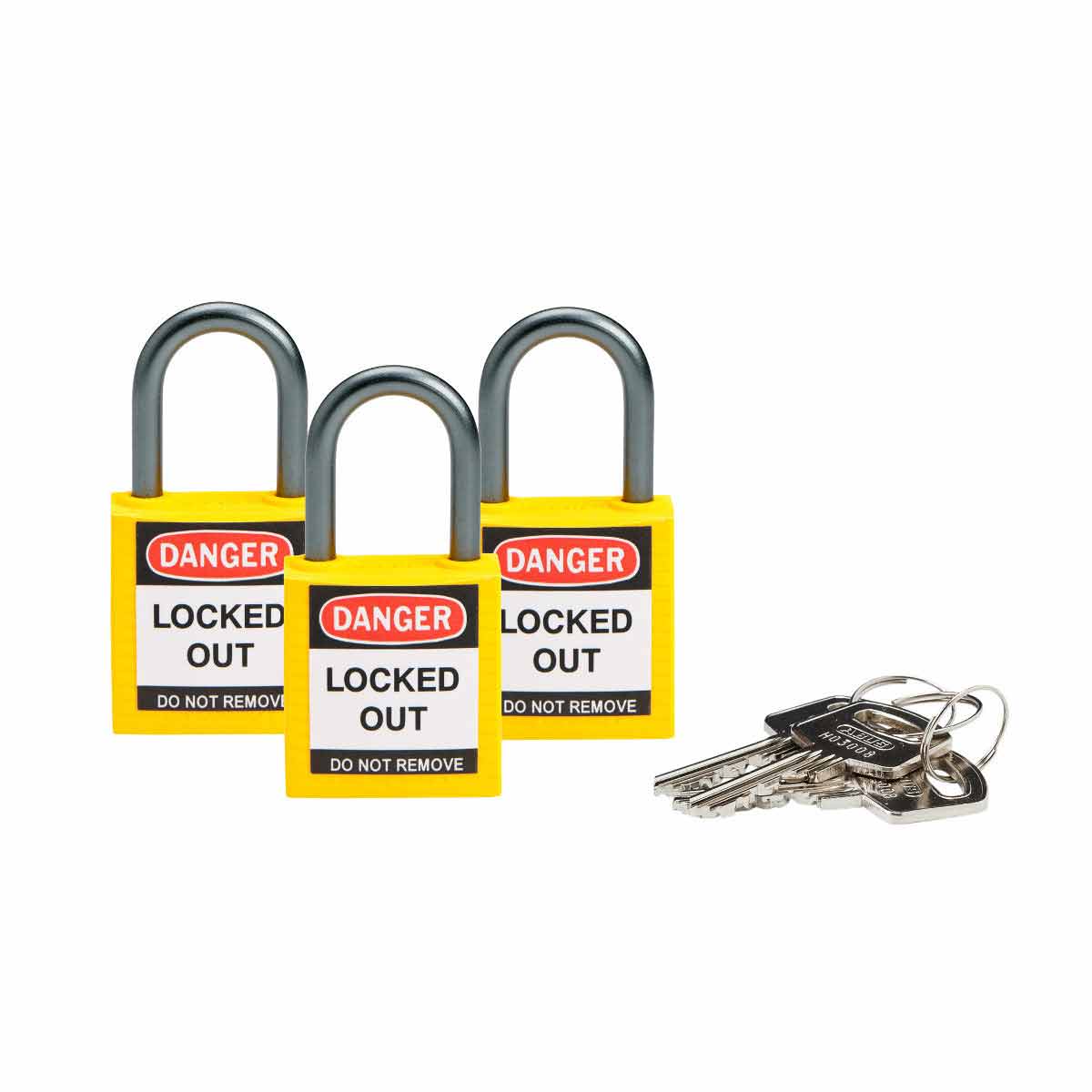 118961 Nylon Padlock 1" Alum Shackle KA YL 3PK