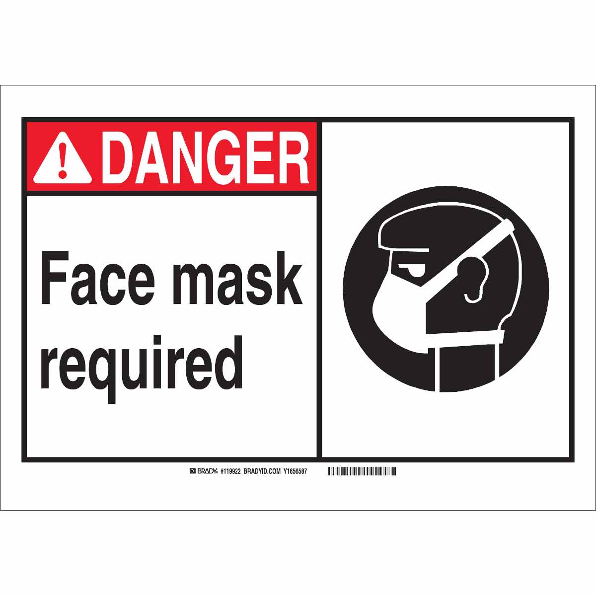 Brady Part 120799 Danger Face Mask Required Sign Bradyid Com