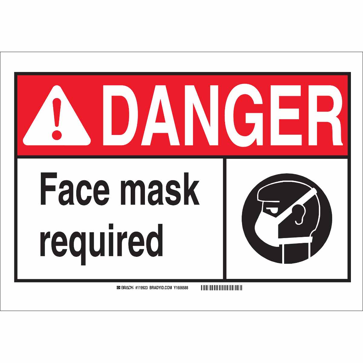 Brady Part 120804 Danger Face Mask Required Sign Bradyid Com