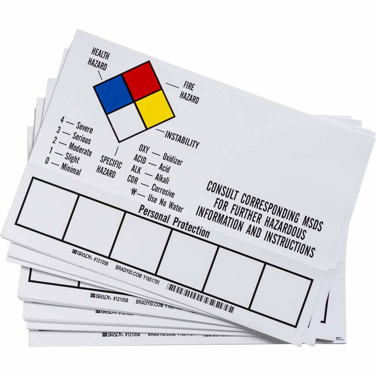 121058 B7569,NFPA CONTAINER LABEL, 50/PKG