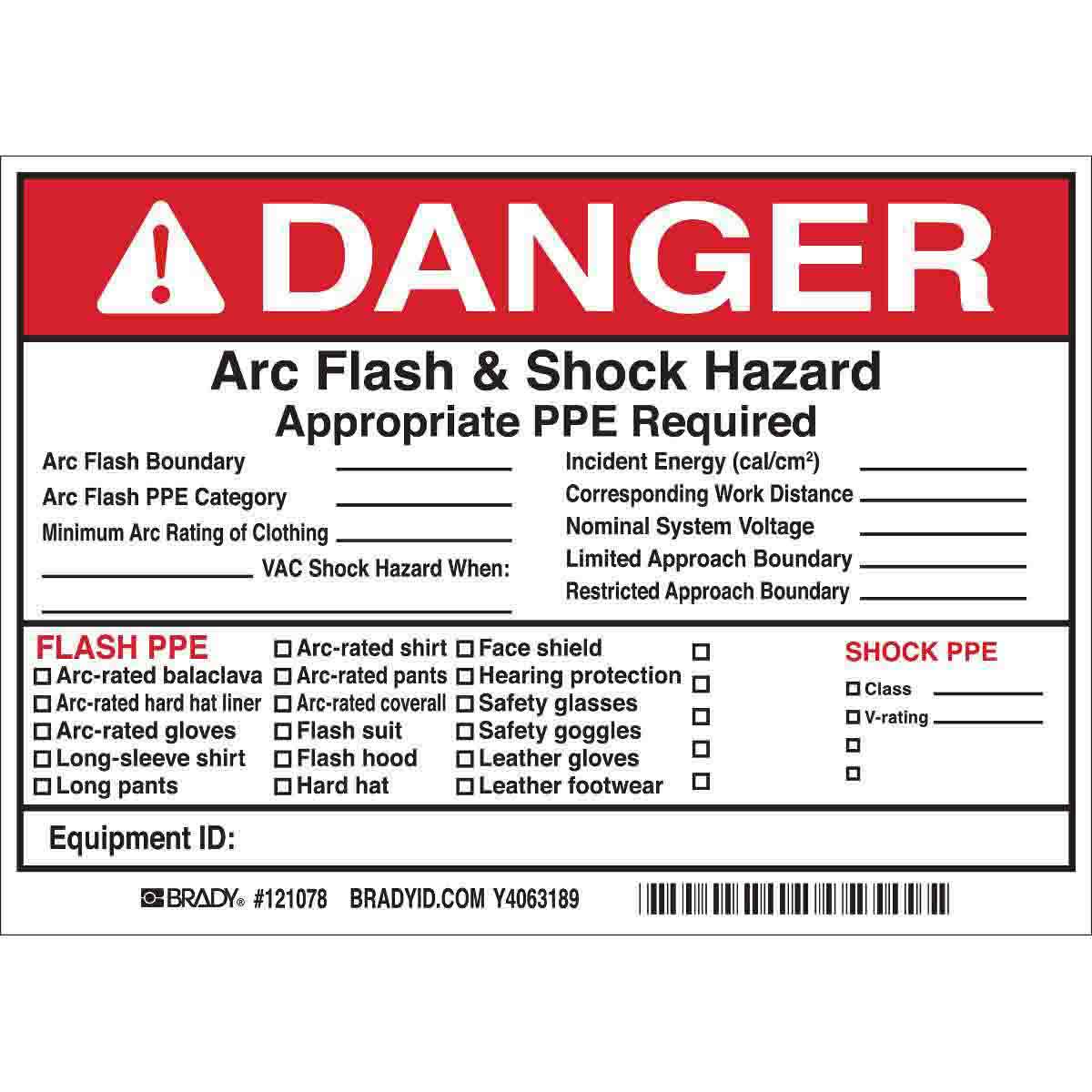 121078 B7569 5X7 BLK/RED/WHT 5/PK ARC FLASH LB