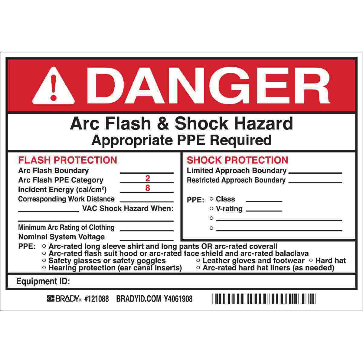 121088 B7569 5X7 BLK/RED/WHT 5/PK ARC FLASH LBL