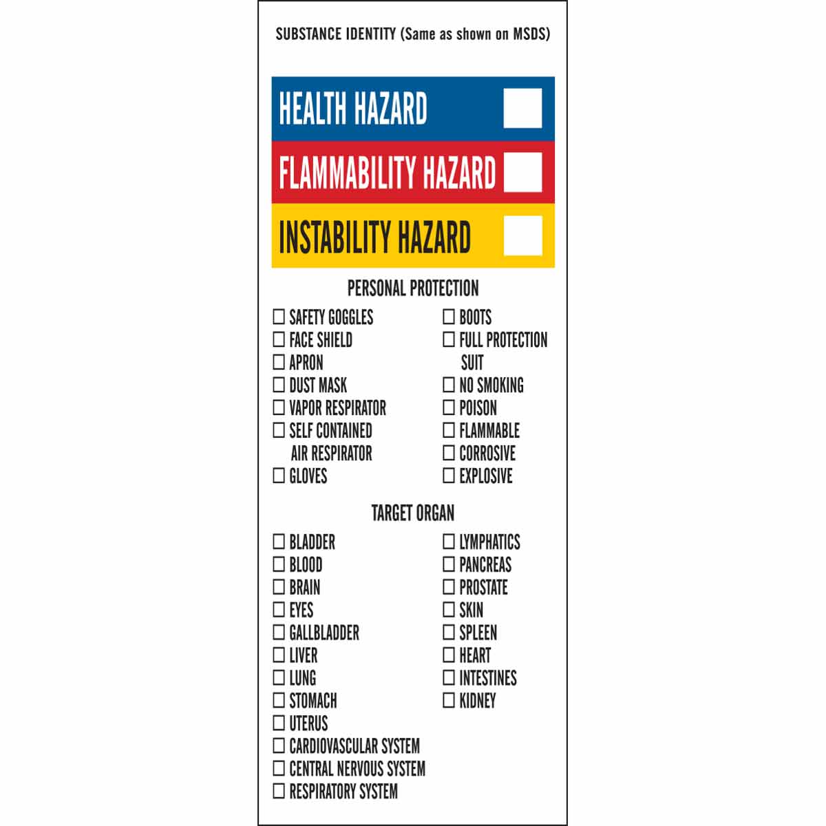 121147 BLANK WRITE-ON TARGET ORGAN LABELS - 3X8