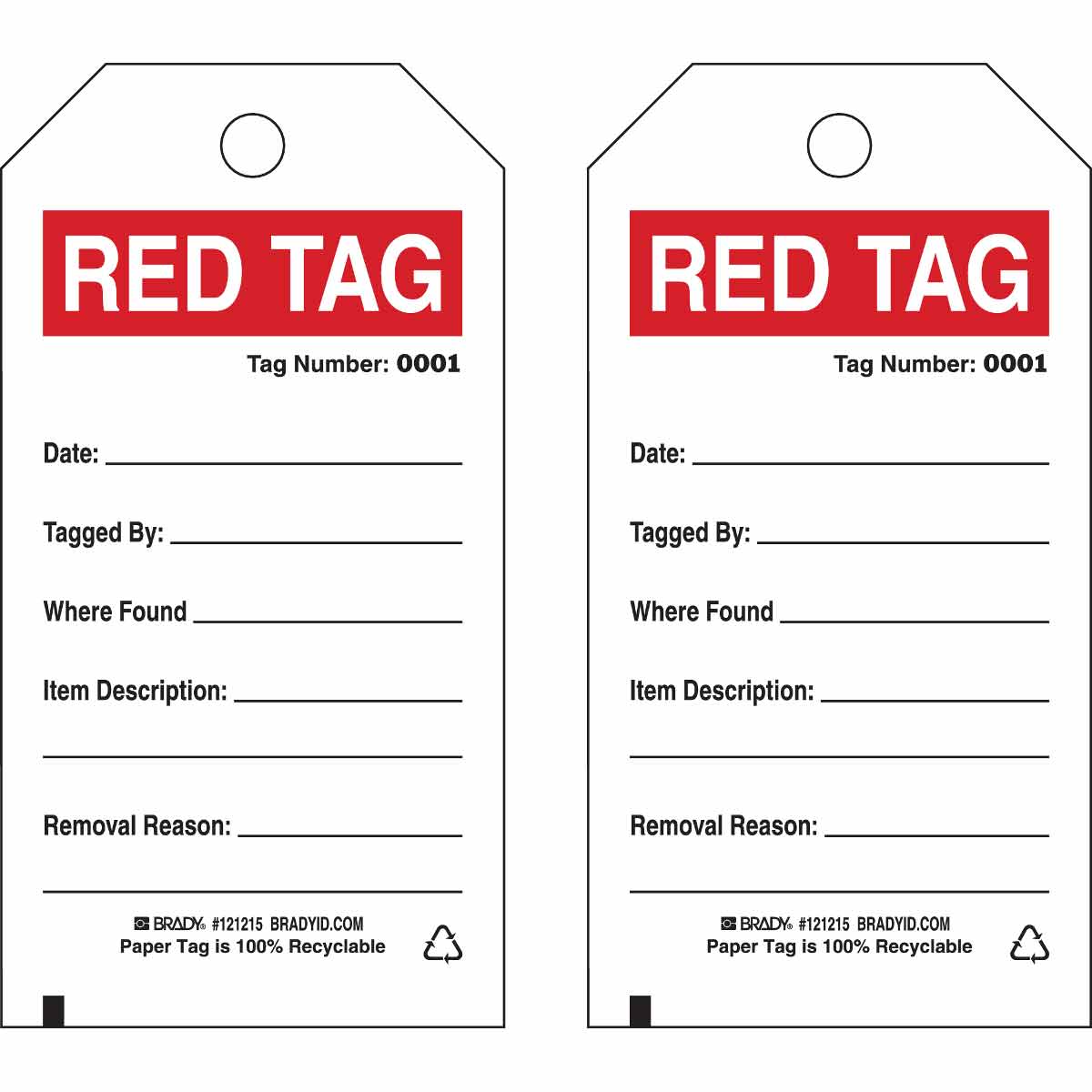 121215 TAG B853 5.75X3 RED/BLK/WHT 2SIDE 100/PK