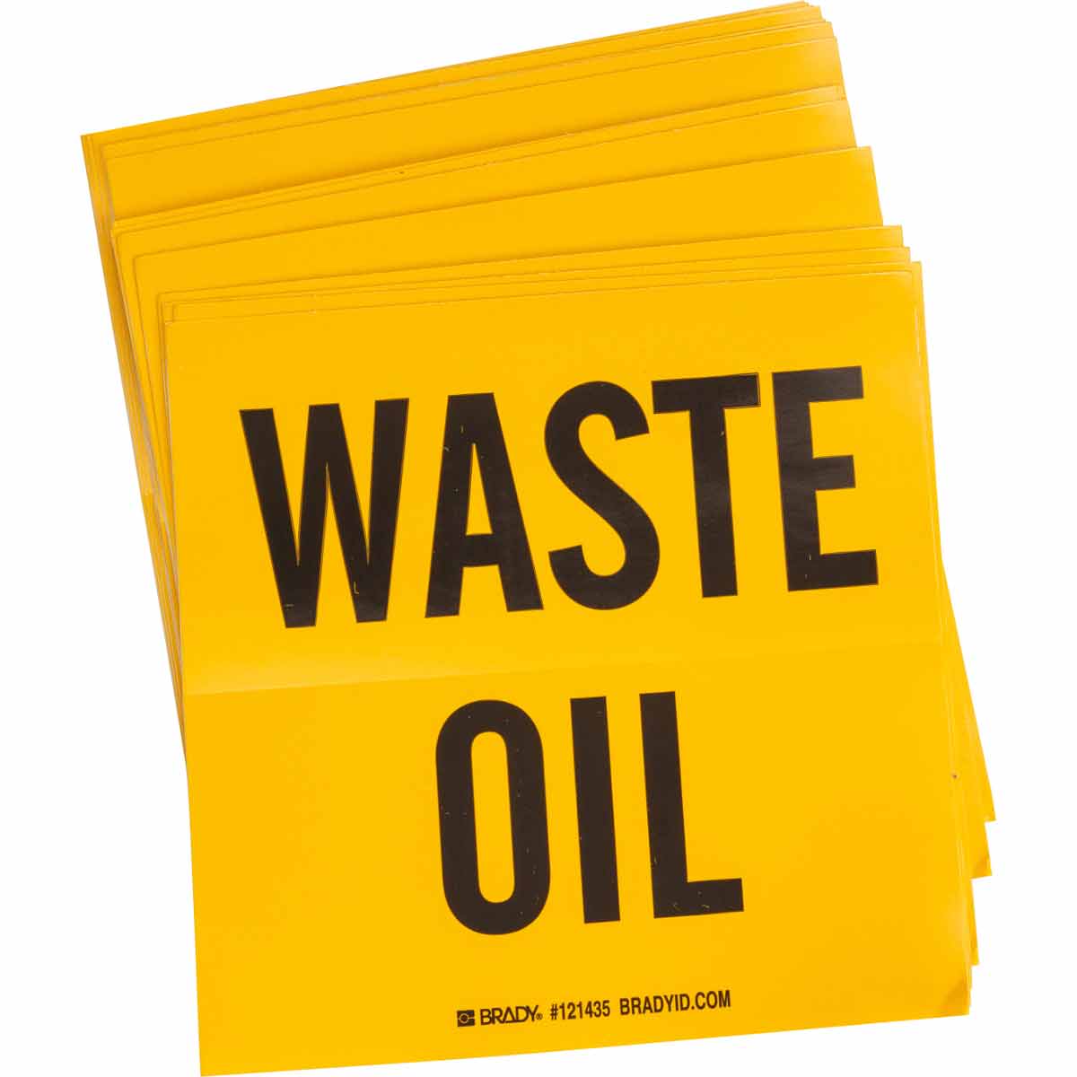 121435 B7569 6X6 BLK/YEL WAST OIL LABEL 100/PKG