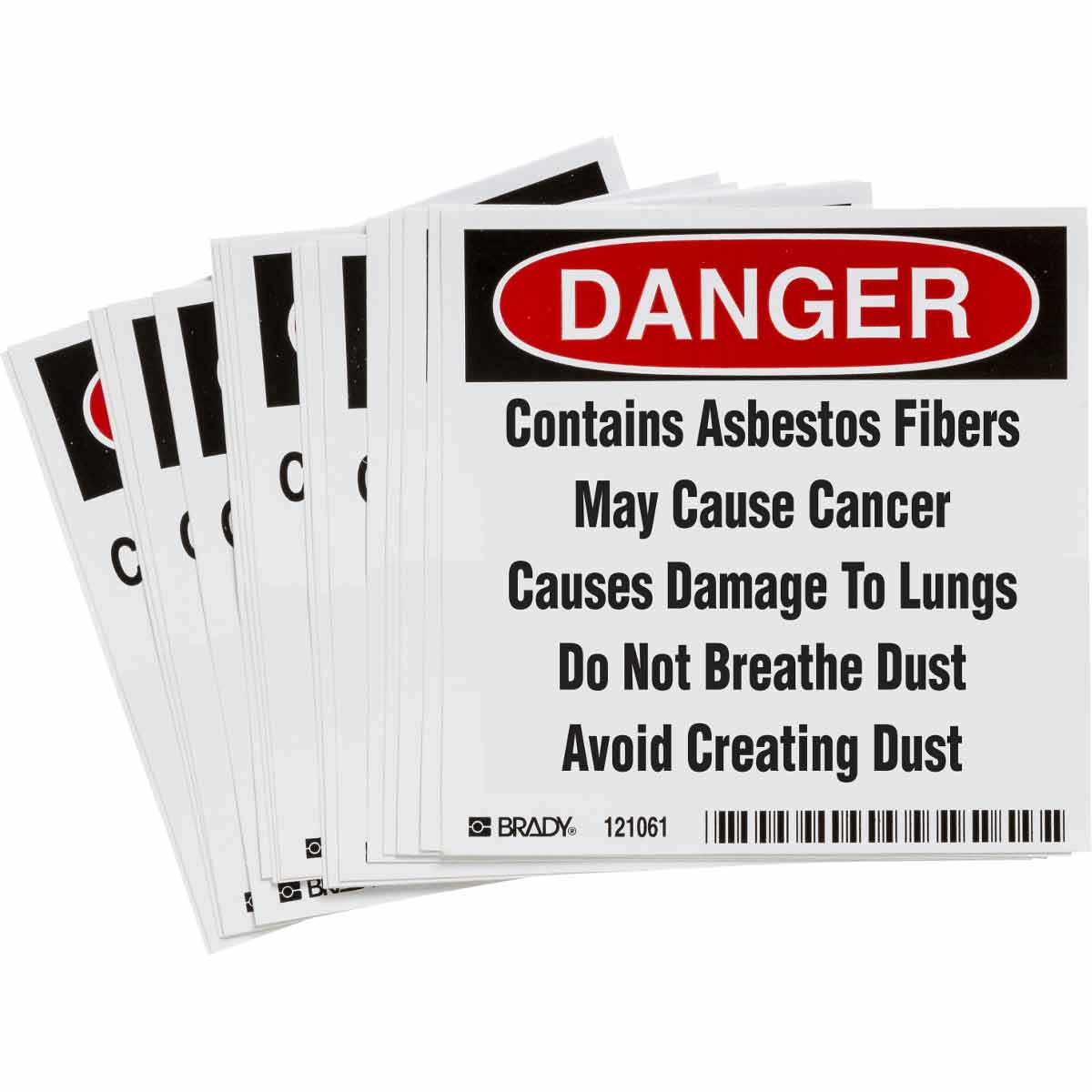 121438 B7569,6X6", ASBESTOS LABEL, 100/PKG