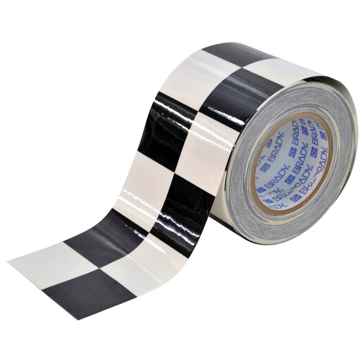 121915 4" X 100' B514 BK/WHITE CHECKERED TAPE