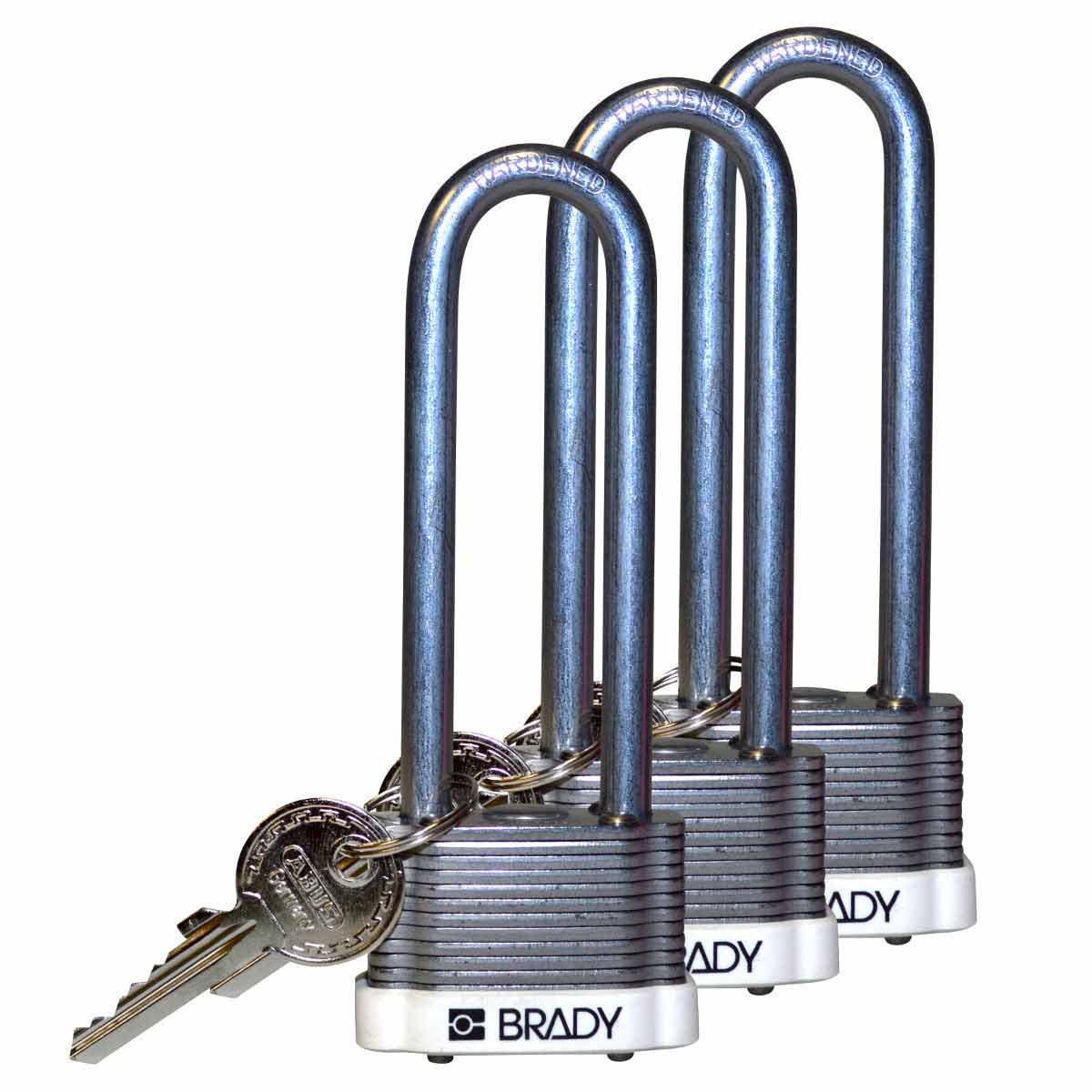 123256 Padlock Stl 3" Stl Shkl KA White 3PK