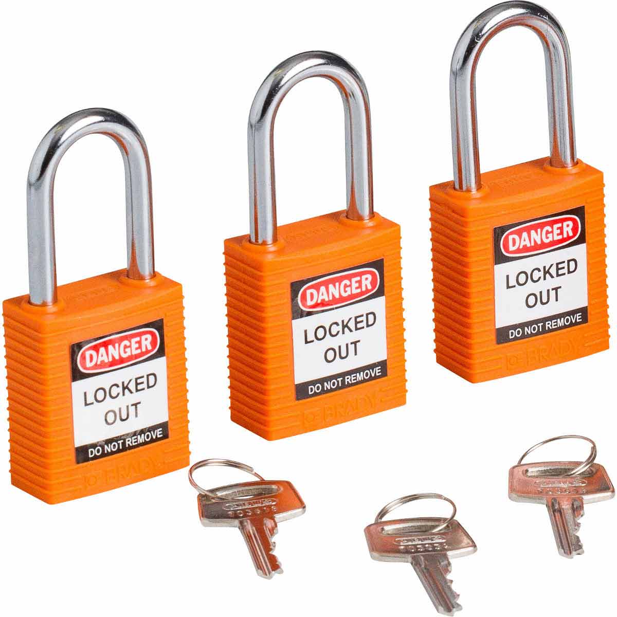 123268 Nylon Padlock 1.5" Steel Shkl KA OR 3PK