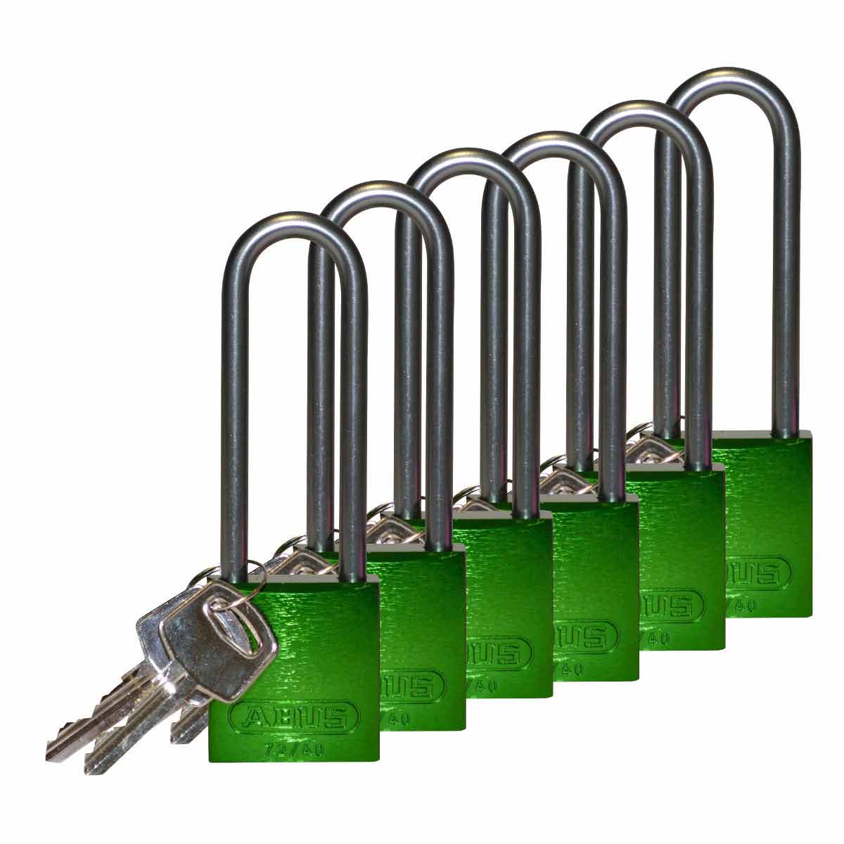 123286 Alum Padlock 3" Alum Shackle KD GN 6PK