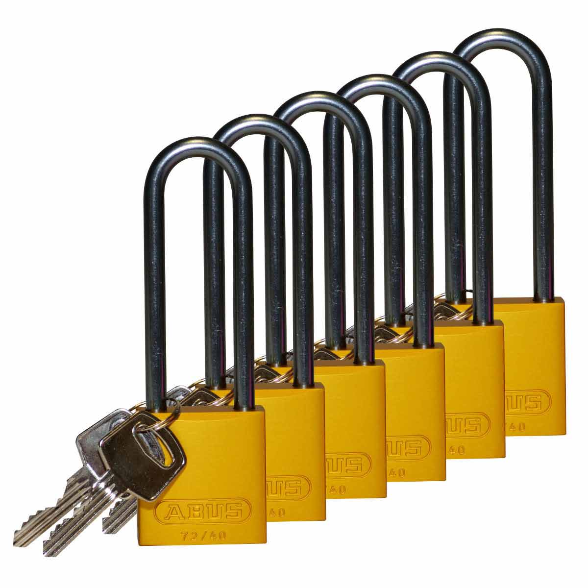 123287 Alum Padlock 3" Alum Shackle KD YL 6PK