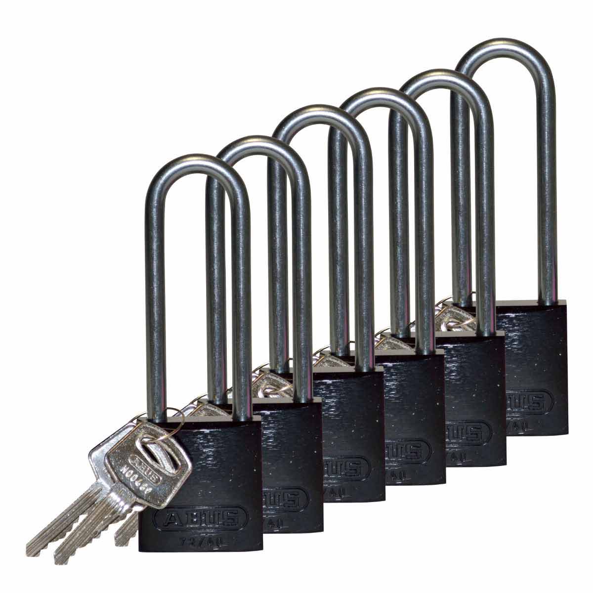 123316 Alum Padlock 3" Alum Shackle KA BK 6PK