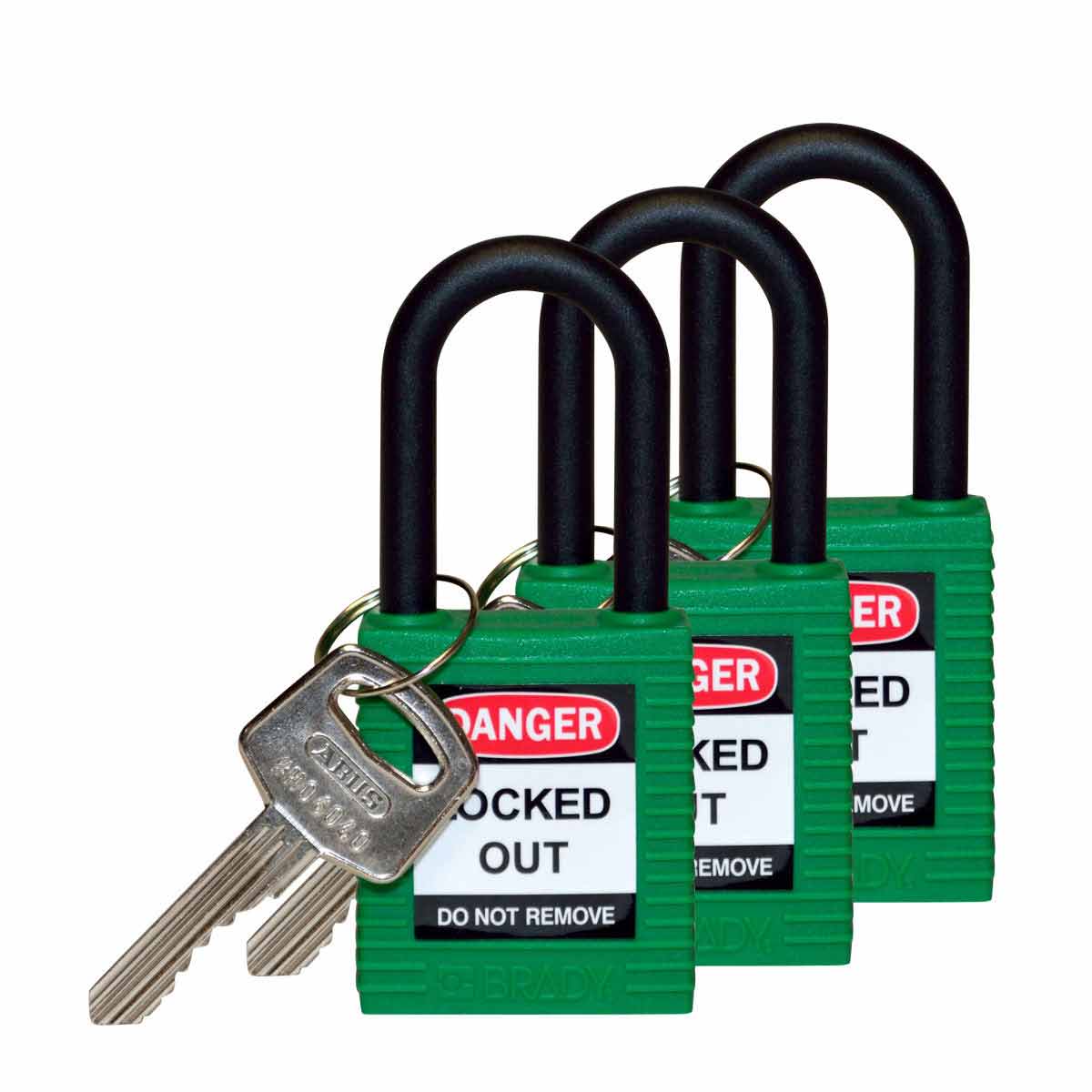 123335 Nylon Padlock 1.5" Nylon Shkl KA GN 3PK