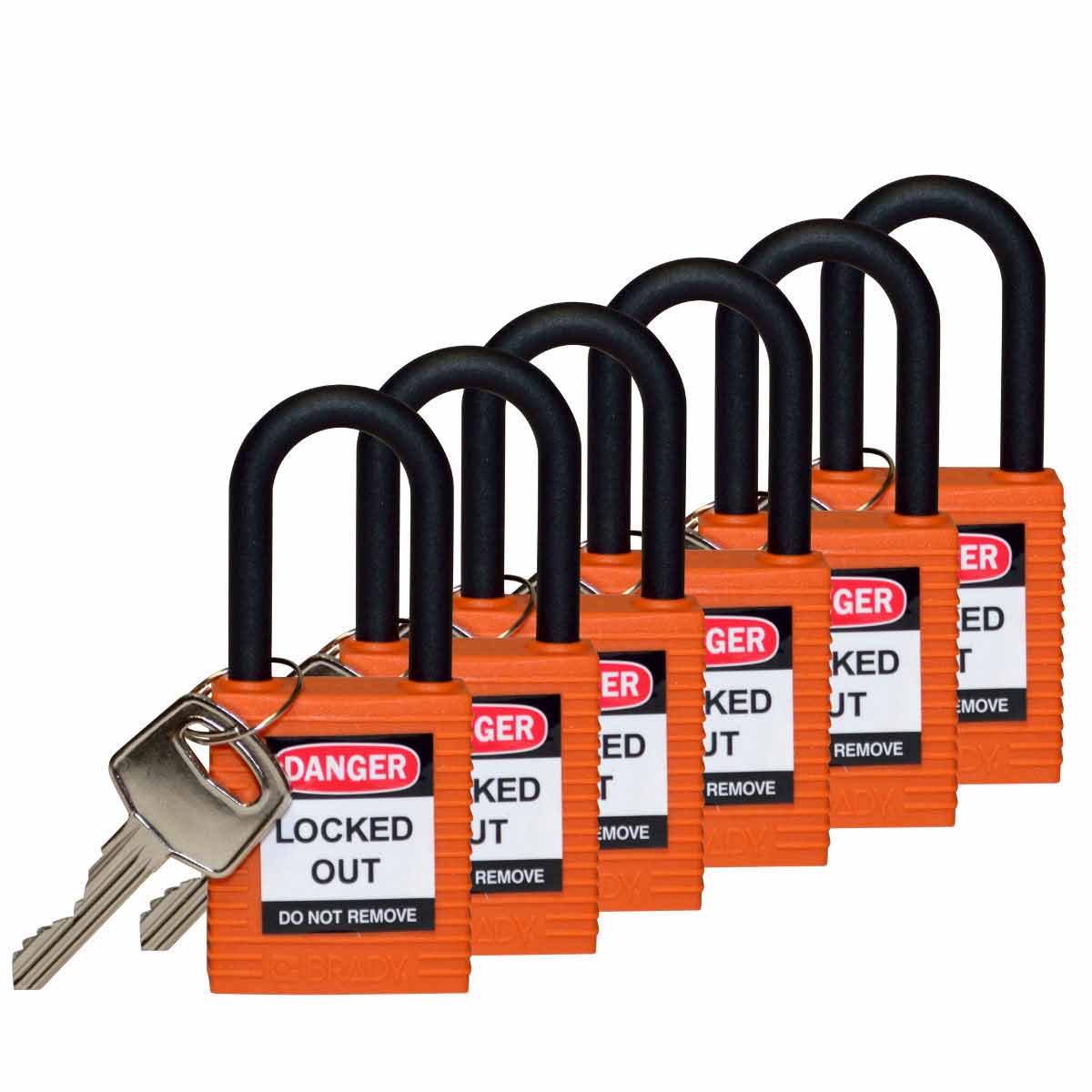 123346 Nylon Padlock 1.5" Nylon Shkl KA OR 6PK