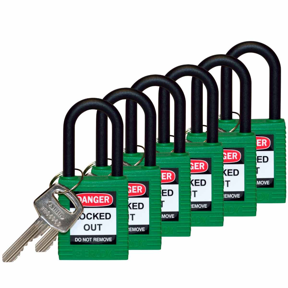123353 Nylon Padlock 1.5" Nylon Shkl KD GN 6PK