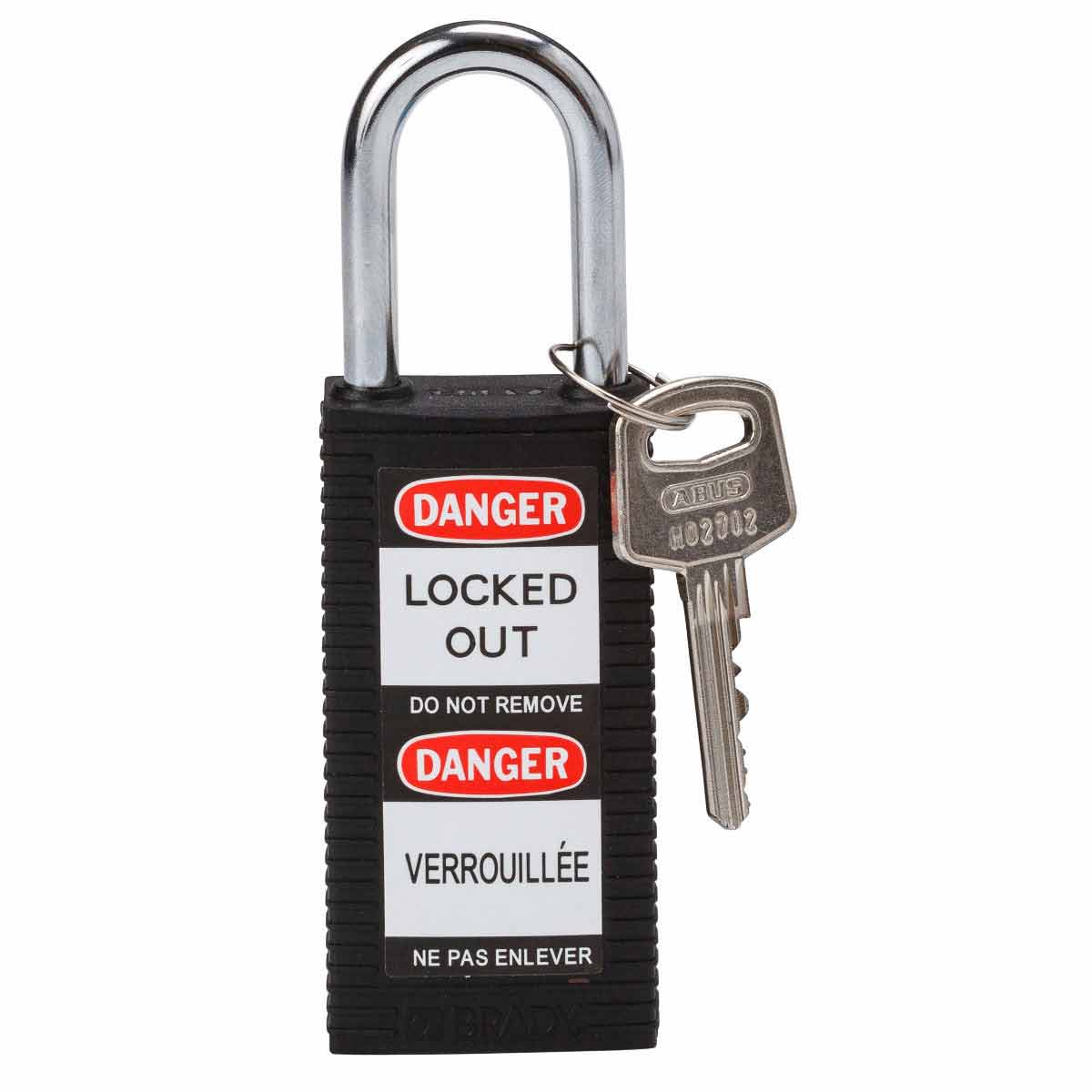 123410 Long Body Nylon Padlock 1.5" KD BK