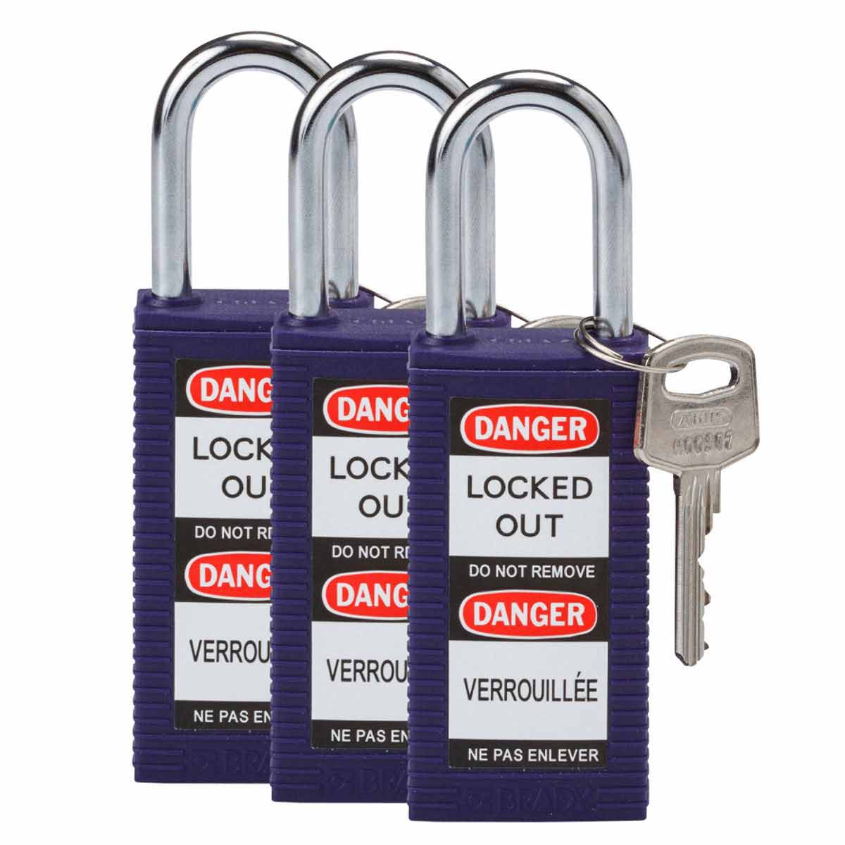123421 Long Body Nylon Padlock 1.5" KA PL 3PK