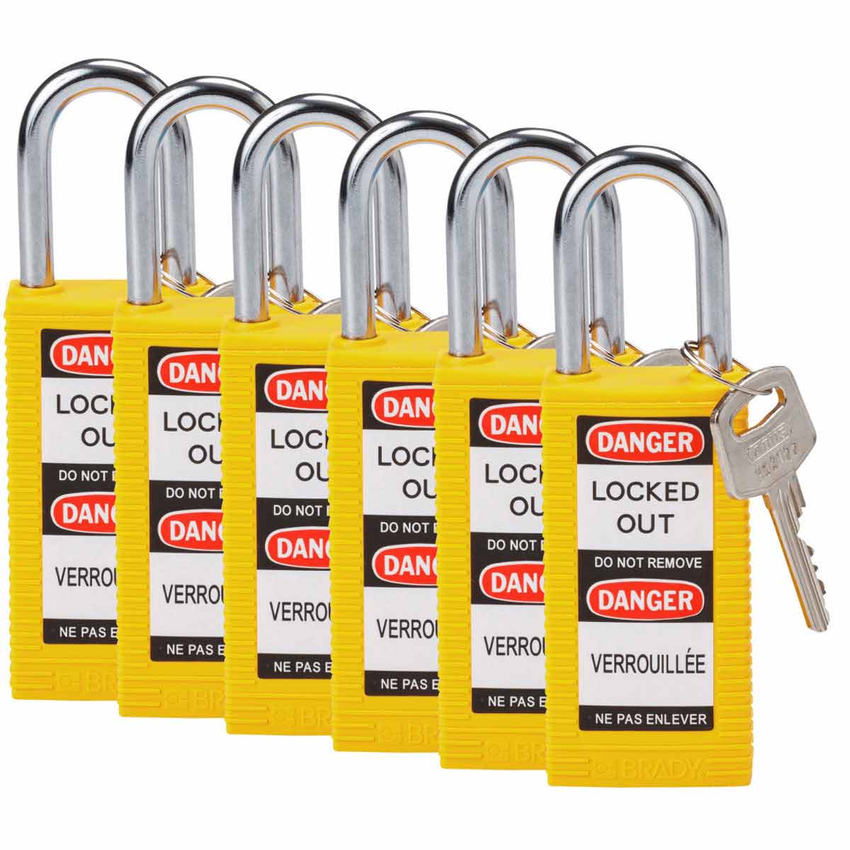 123426 Long Body Nylon Padlock 1.5" KA YL 6PK