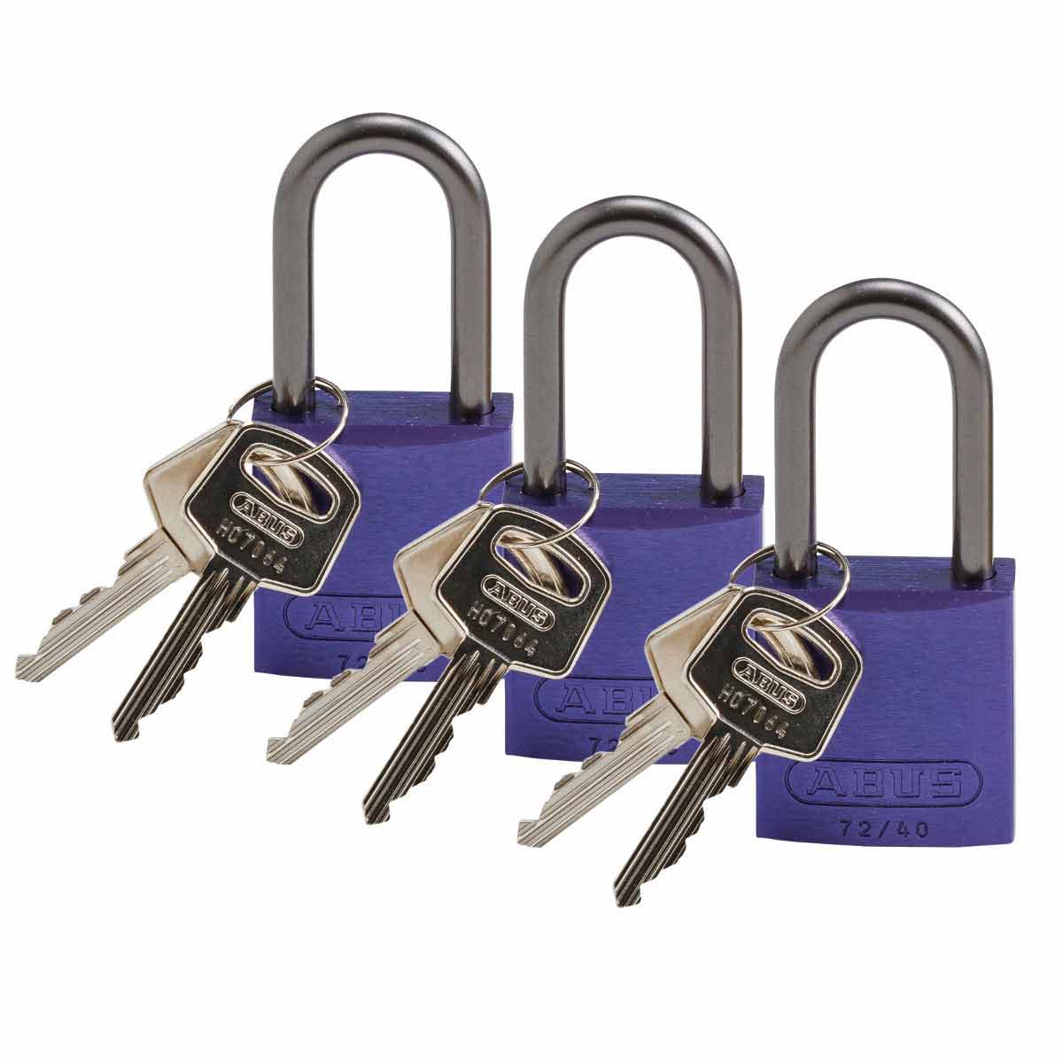 123435 Alum Padlock 1.5" Alum Shackle KA PL 3PK