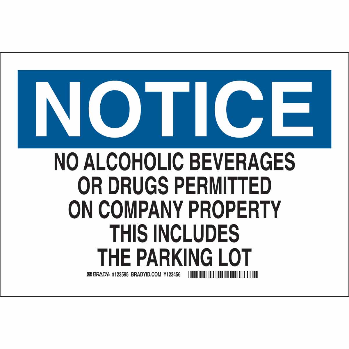 123596 B555 10X14 BLK/BLU/WHT NOTICE NO ALCOHOL