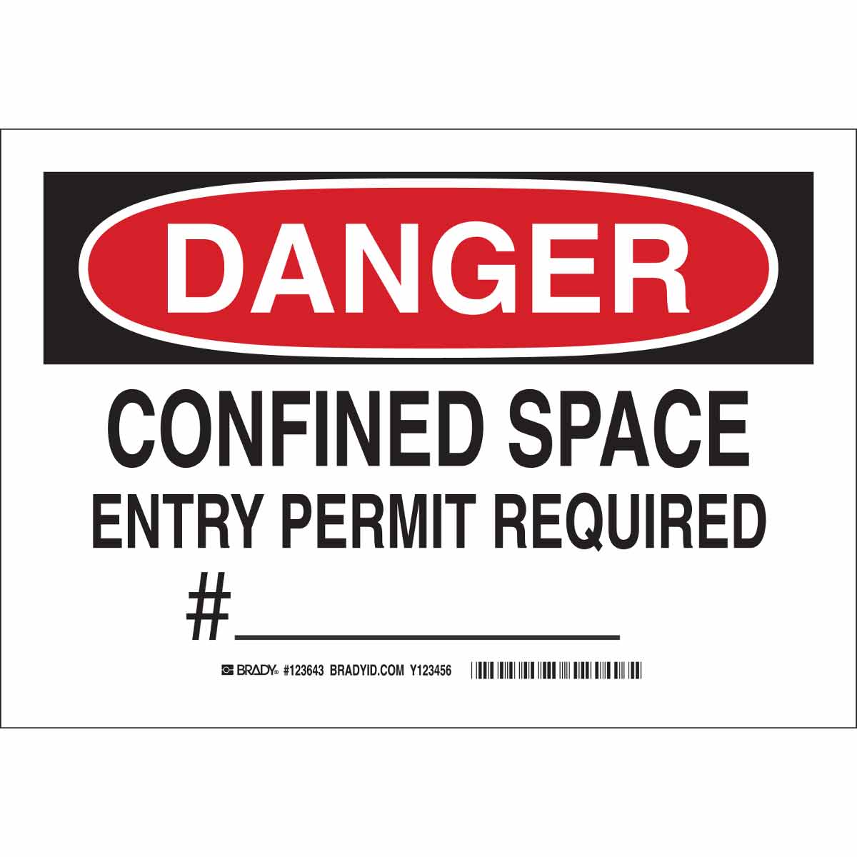 Brady Part: 123643 | DANGER Confined Space Entry Permit