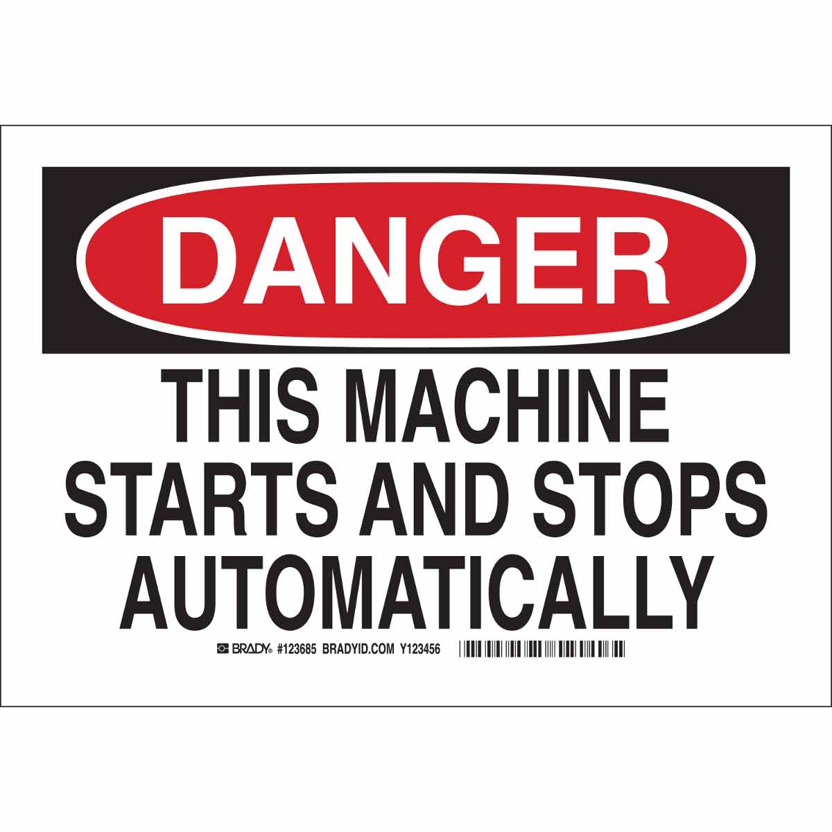 123683 B555 7X10 BLK/RED/WHT DANGER THIS MACH
