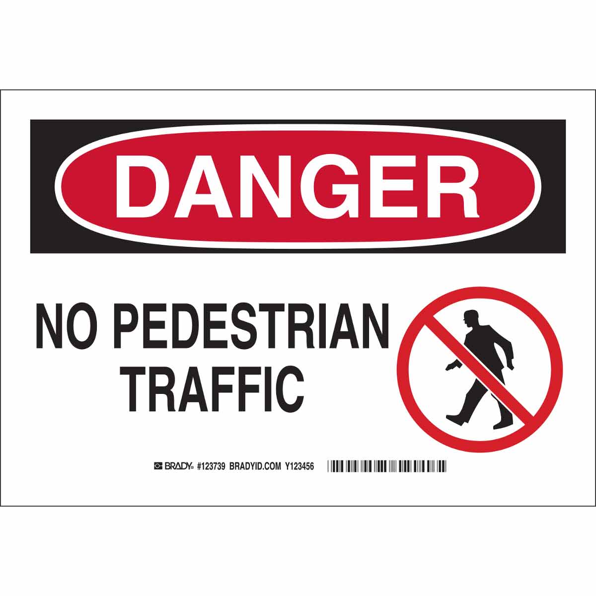 123742 B302 10X14 BLK/RED/WHT DANGER NO PEDEST