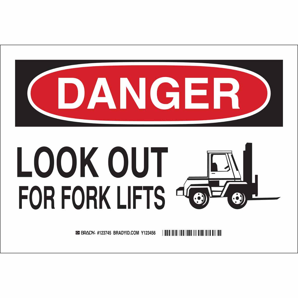 123748 B302 10X14 BLK/RED/WHT DANGER LOOK OUT