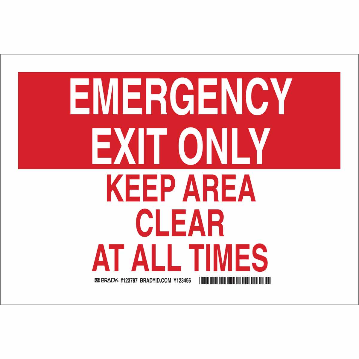 B555 10X14 RED/WHT EMERGENCY EXIT ONLY