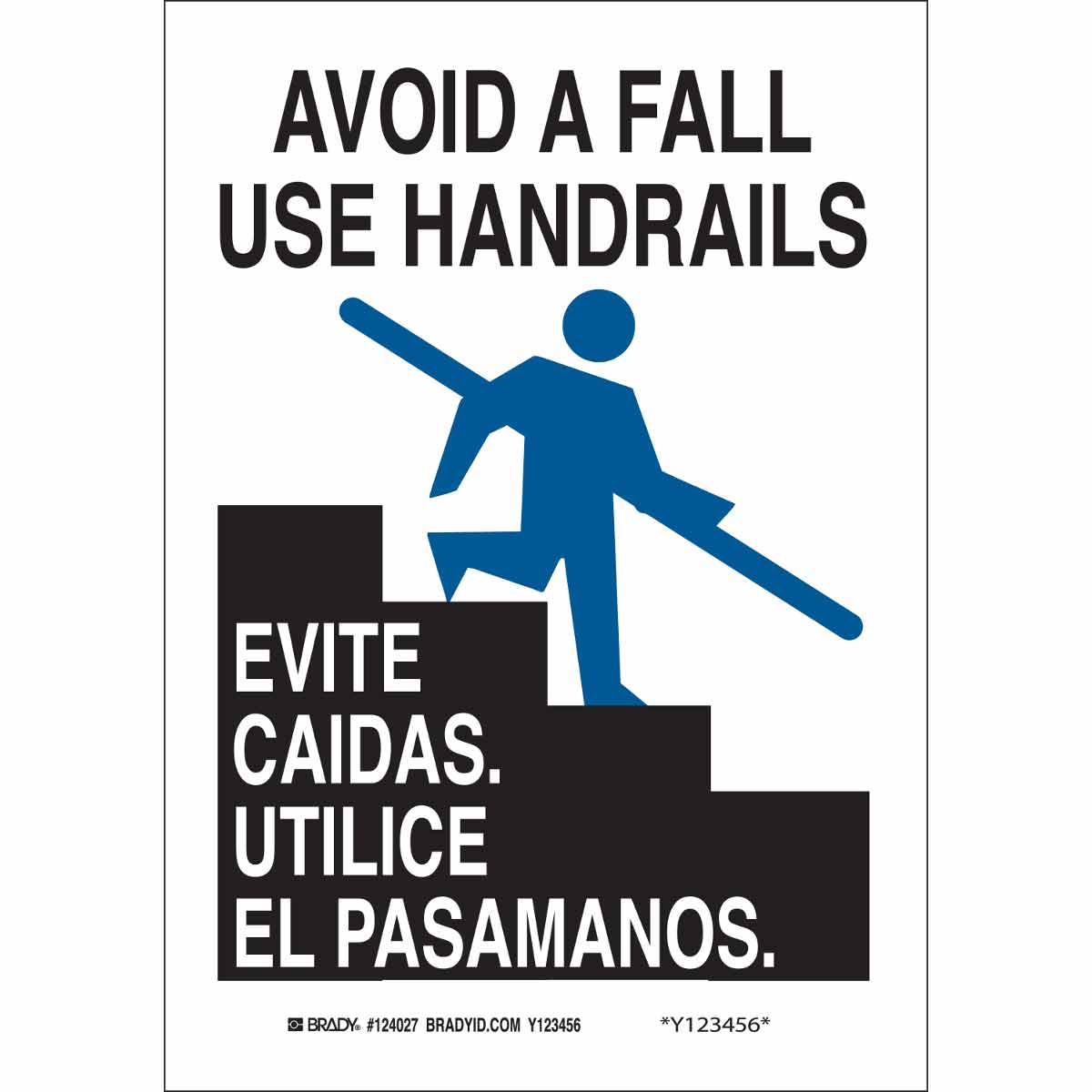 124026 B401 10X7 BLK/BLU/WHT BILING/AVOID FALL