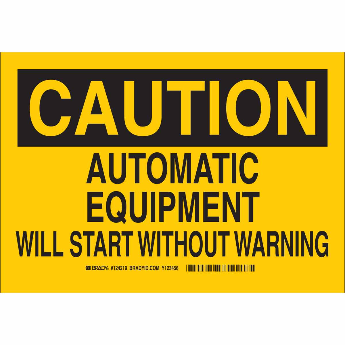 124217 B555 7X10 BLK/YEL CAUTION AUTOMATIC EQU