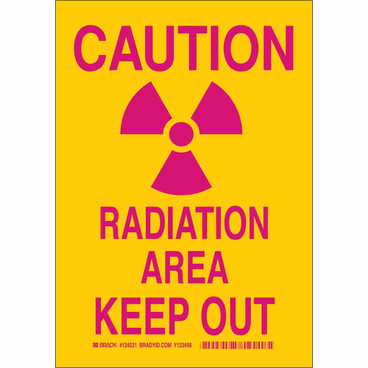 124231 B302 10X7 MAG/YEL CAUTION RADIATION AREA